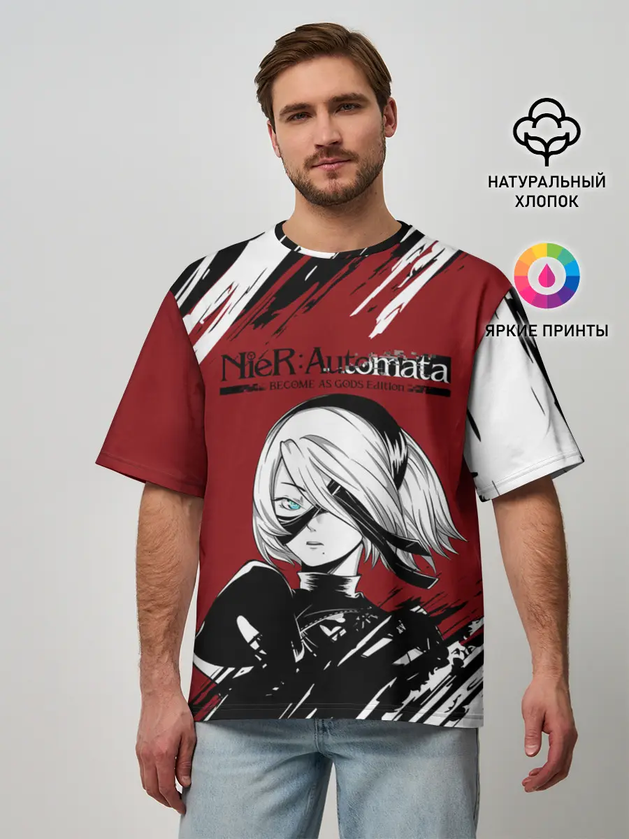 Мужская футболка оверсайз / ЙоРХа | Nier Automata