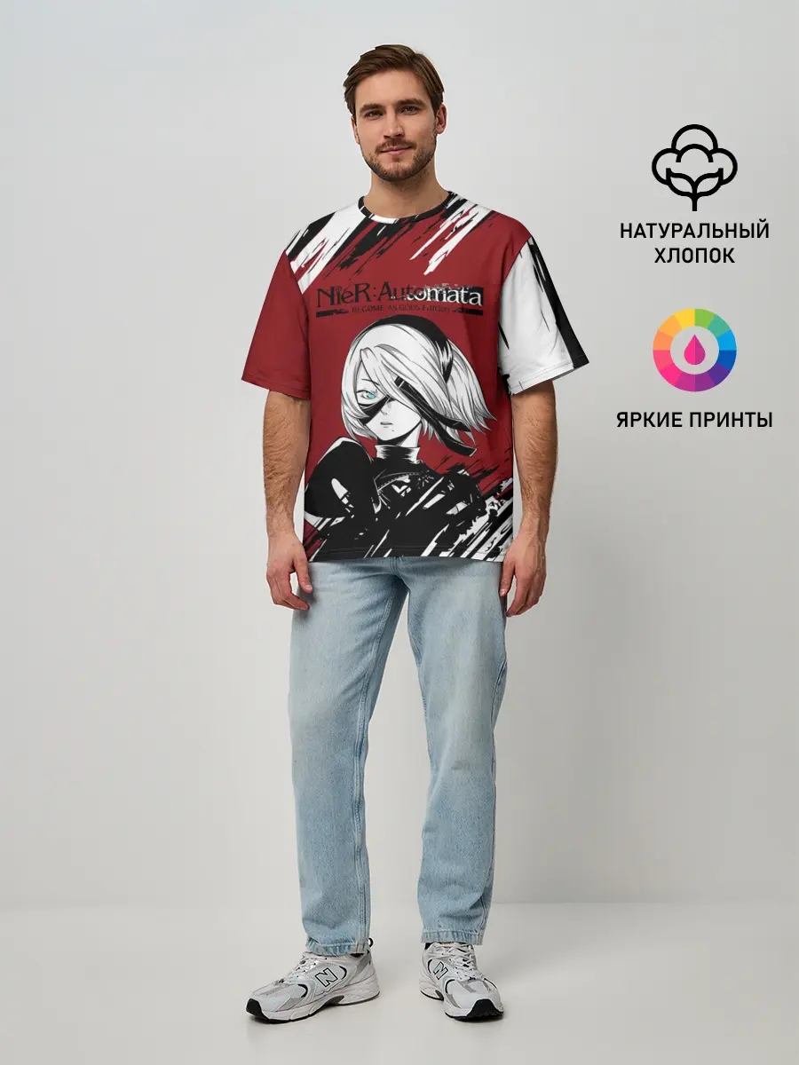 Мужская футболка оверсайз / ЙоРХа | Nier Automata