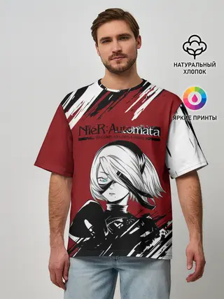 Мужская футболка оверсайз / ЙоРХа | Nier Automata