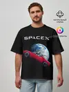 Мужская футболка оверсайз / Space X Zero gravity car