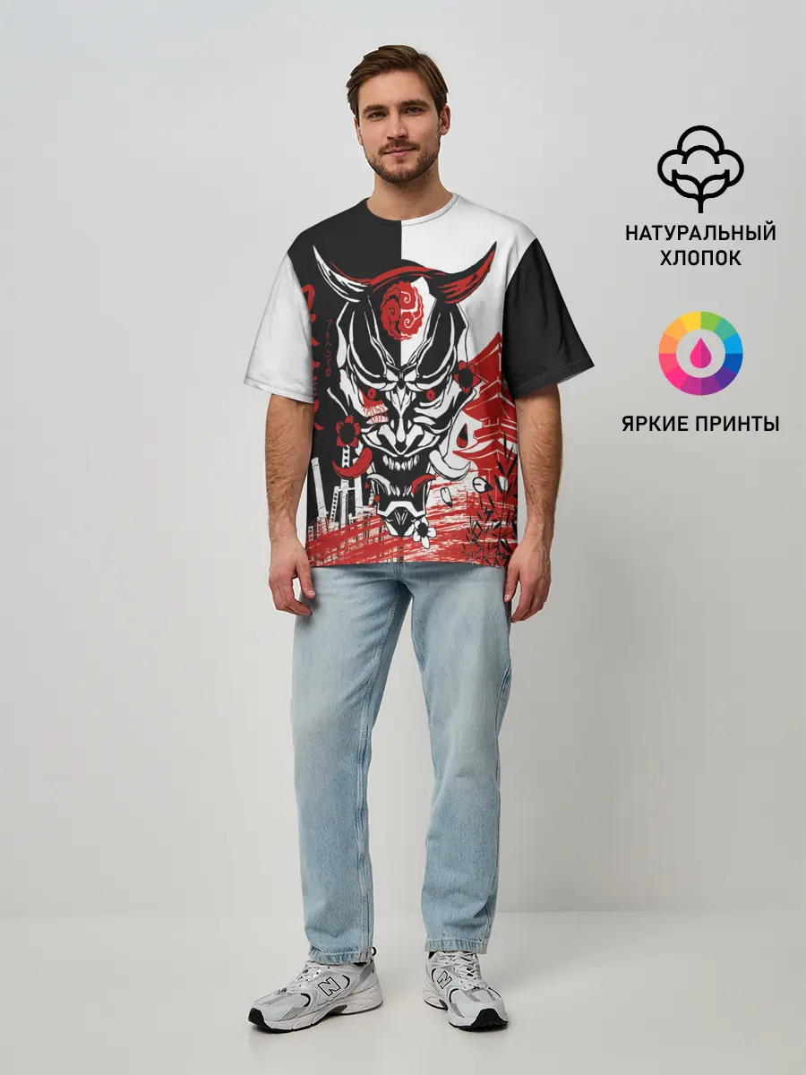 Мужская футболка оверсайз / Самурай Samurai