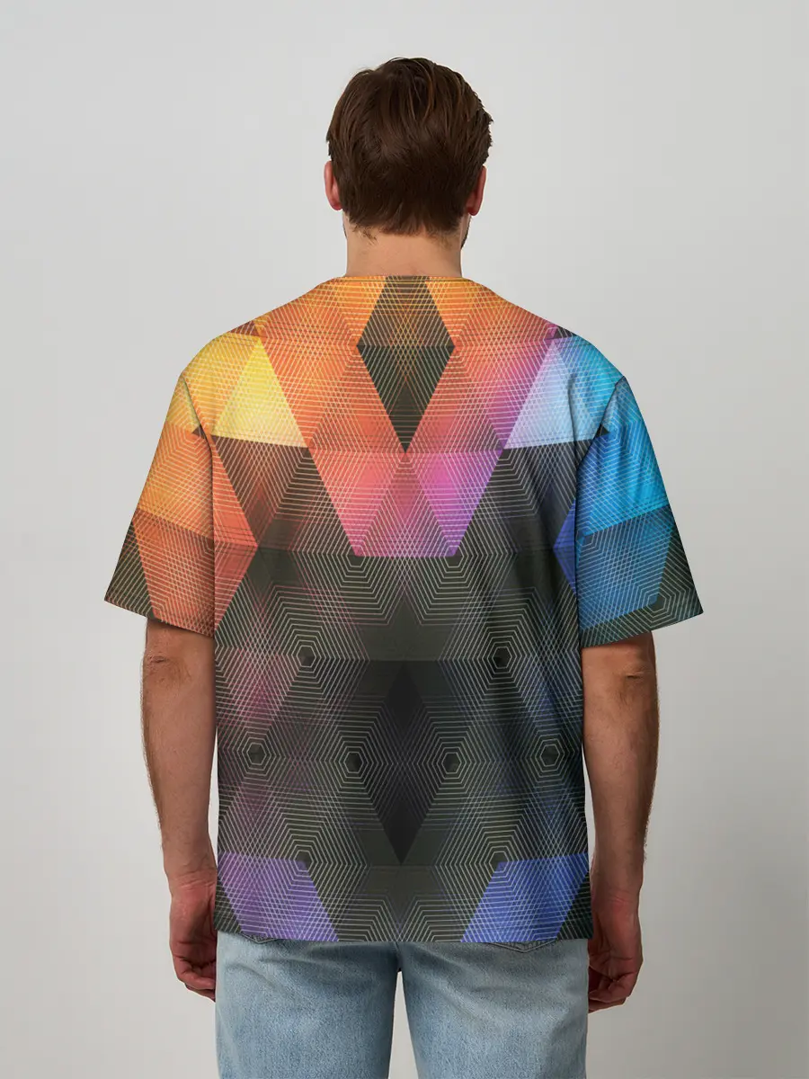Мужская футболка оверсайз / ТРЕУГОЛЬНИКИ АБСТРАКЦИЯ УЗОРЫ