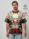 Мужская футболка оверсайз / Vintage Skull Art v2