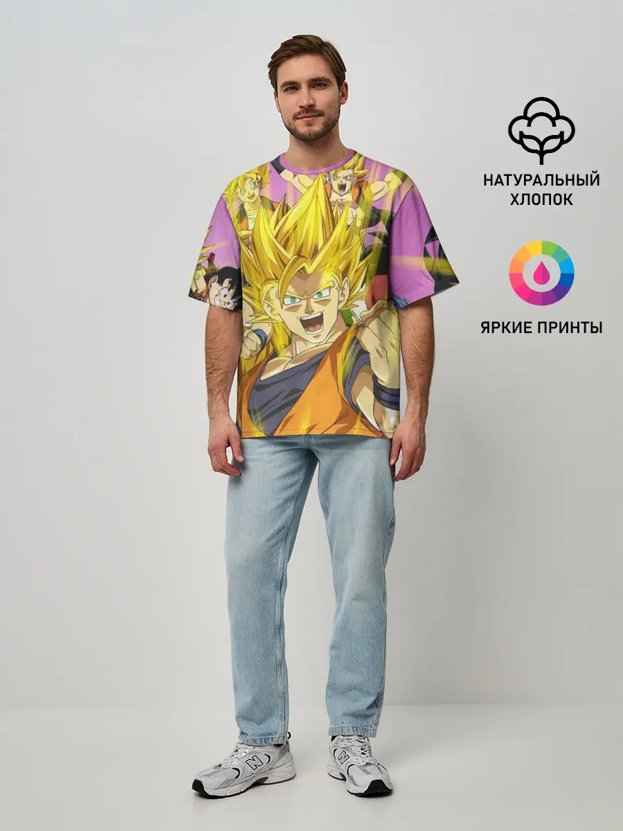 Мужская футболка оверсайз / Все герои Драгонболл