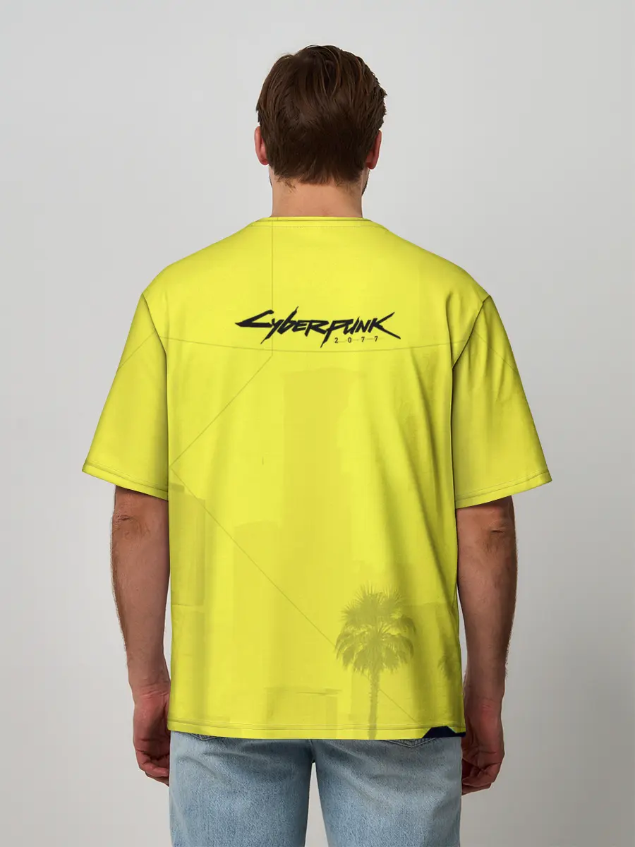 Мужская футболка оверсайз / Cyberpunk 2077 - Пальмы