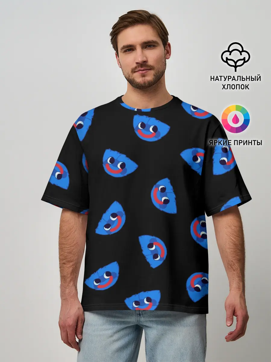 Мужская футболка оверсайз / Poppy Playtime - Huggy Wuggy