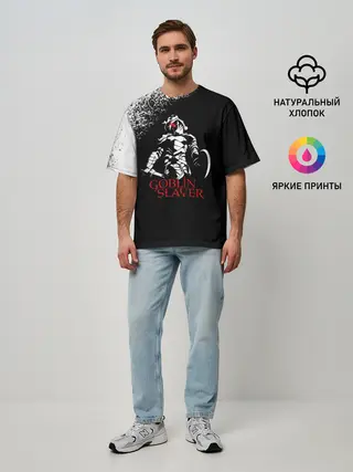 Мужская футболка оверсайз / Убийца Гоблинов черно-белый