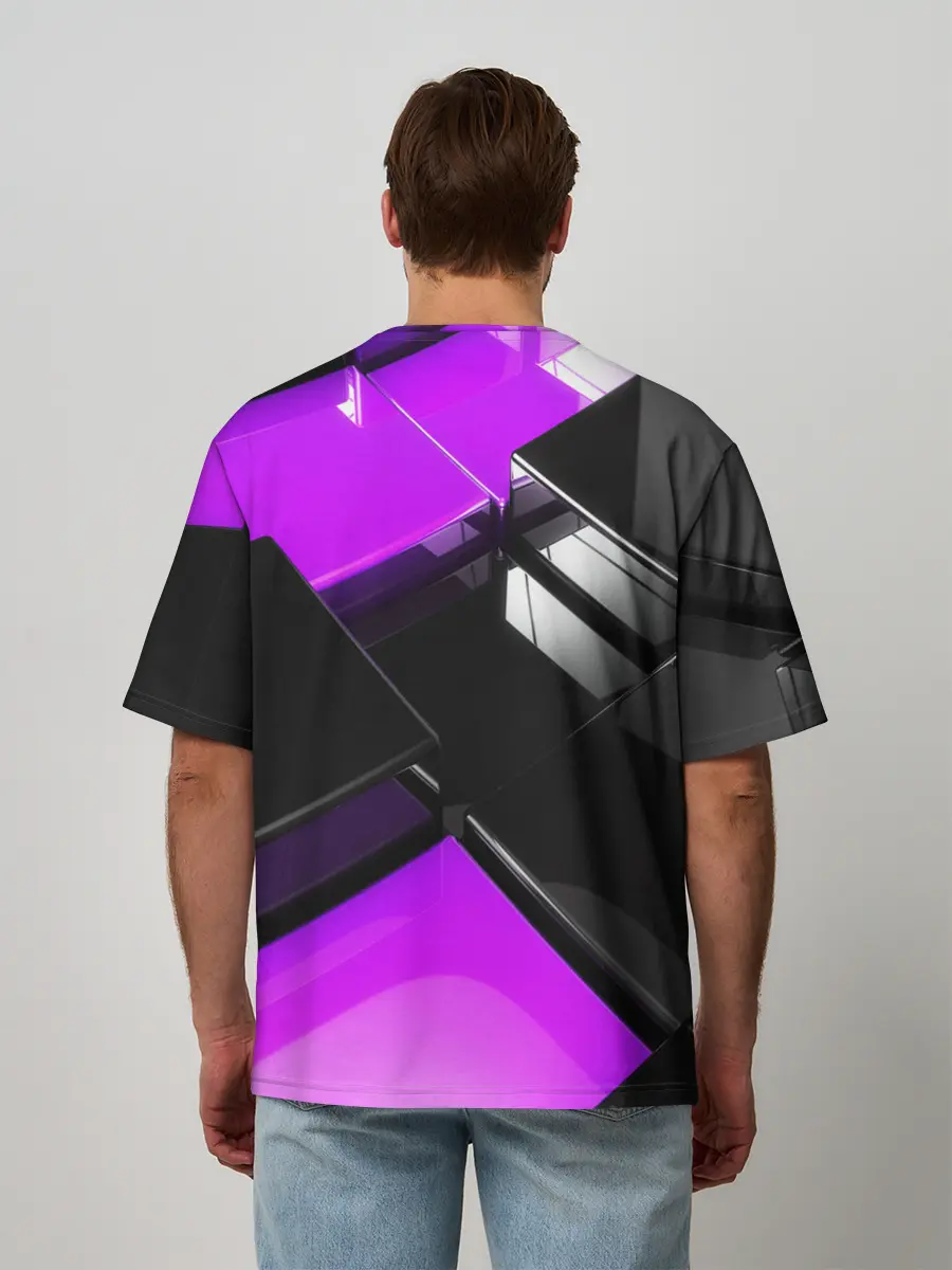 Мужская футболка оверсайз / Неоновые кубы