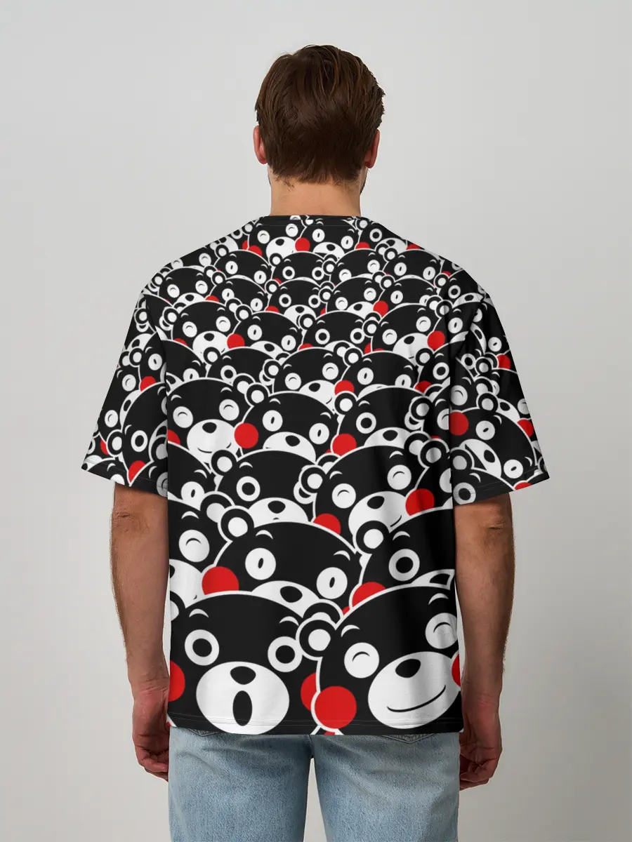 Мужская футболка оверсайз / Узор кумамонов