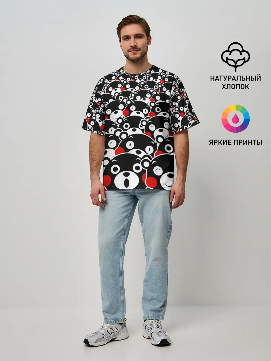 Мужская футболка оверсайз / Узор кумамонов