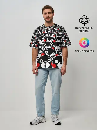 Мужская футболка оверсайз / Узор кумамонов