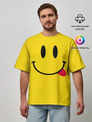 Мужская футболка оверсайз / Смайлик
