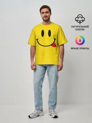 Мужская футболка оверсайз / Смайлик