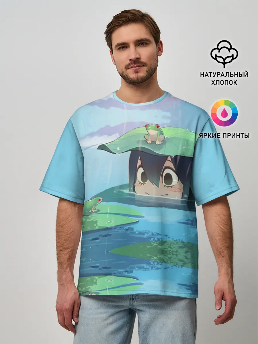 Мужская футболка оверсайз / Тсую Асуи прячется под водой