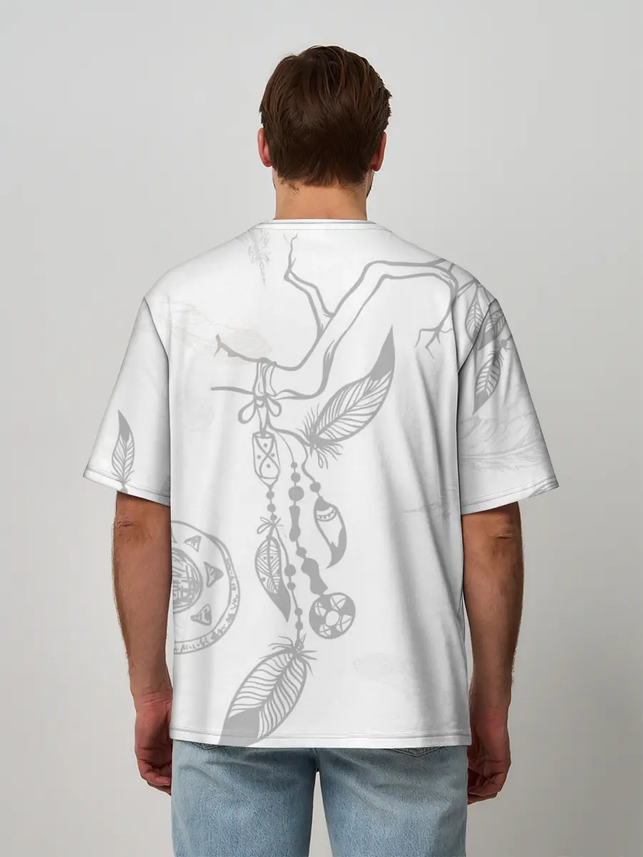 Мужская футболка оверсайз / Волк