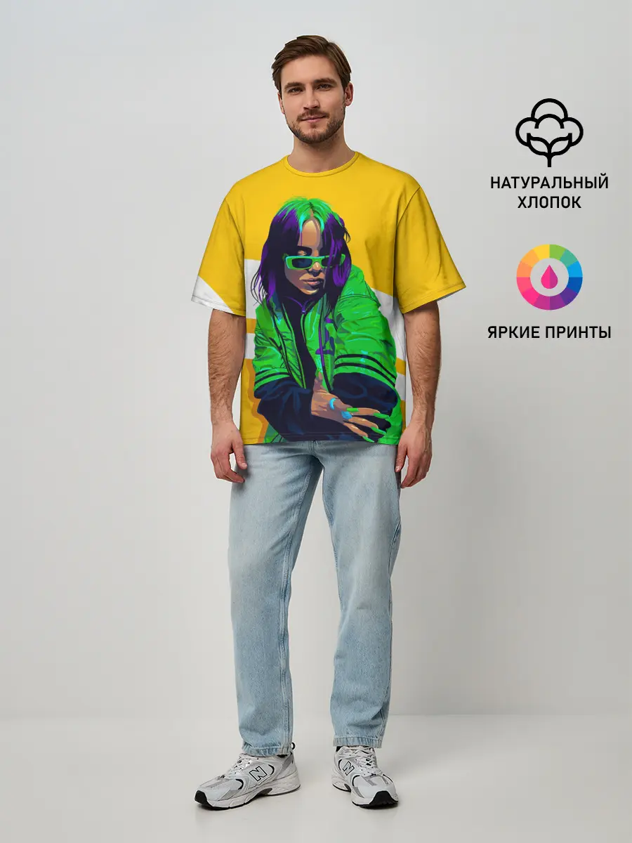 Мужская футболка оверсайз / Green Eilish