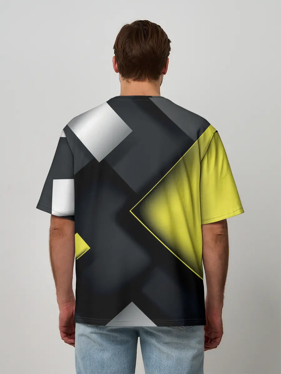 Мужская футболка оверсайз / Желто черный ромб