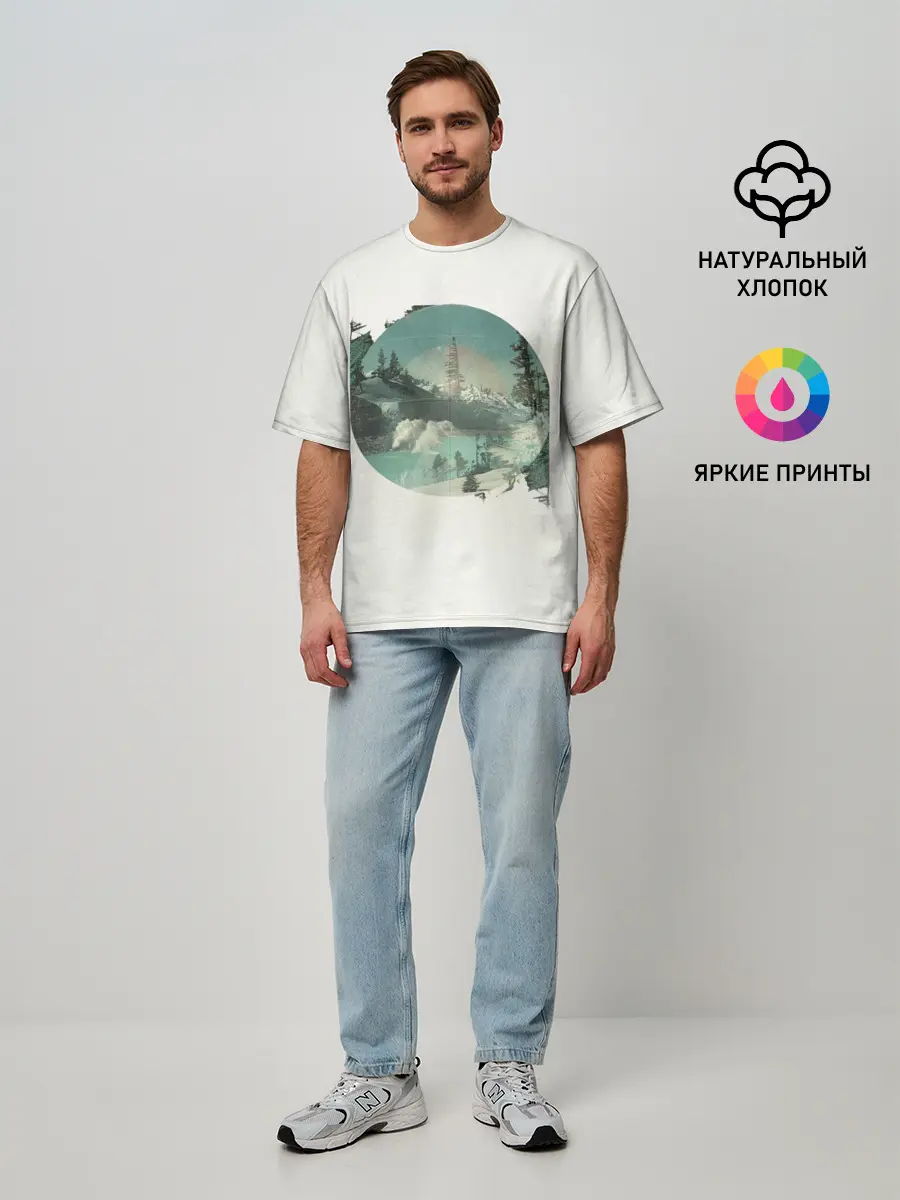 Мужская футболка оверсайз / Необычное окно