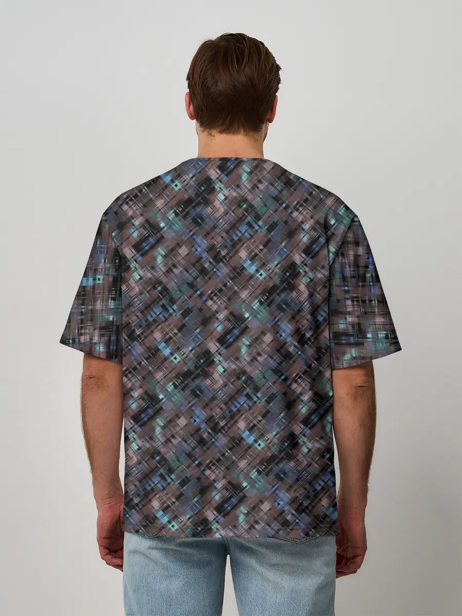 Мужская футболка оверсайз / Коричневый абстрактный узор