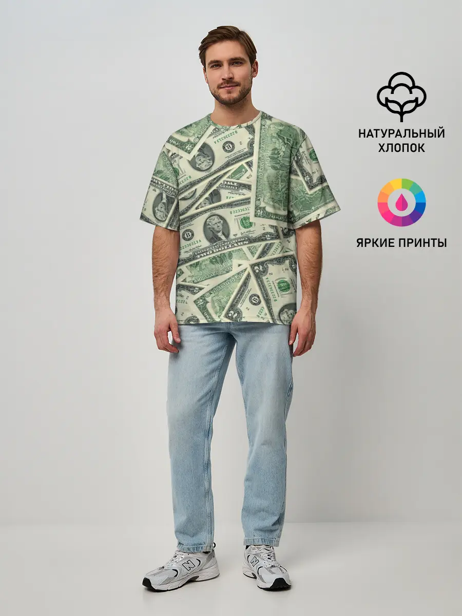 Мужская футболка оверсайз / Доллар