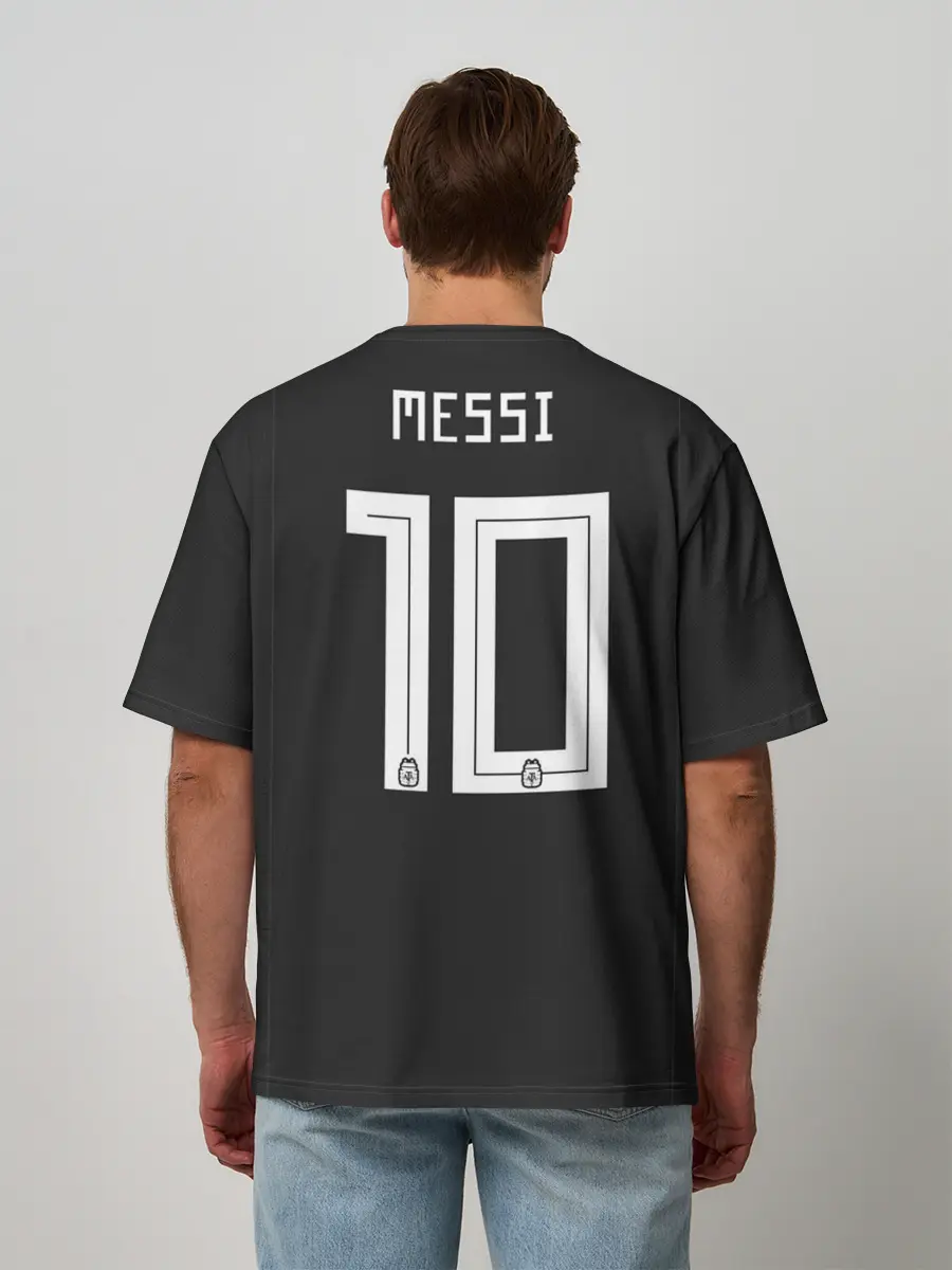 Мужская футболка оверсайз / Месси ЧМ 2018 гостевая