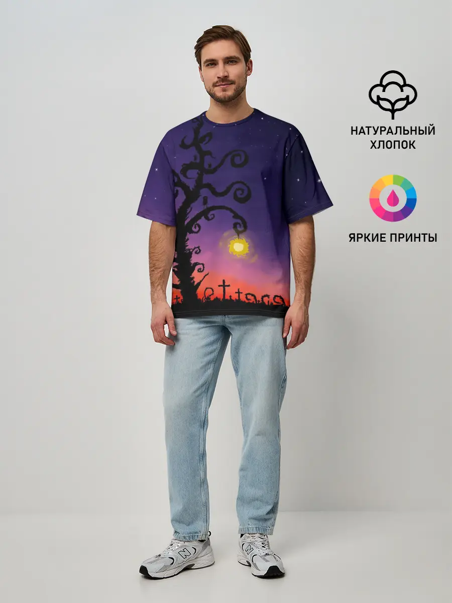 Мужская футболка оверсайз / Ночь
