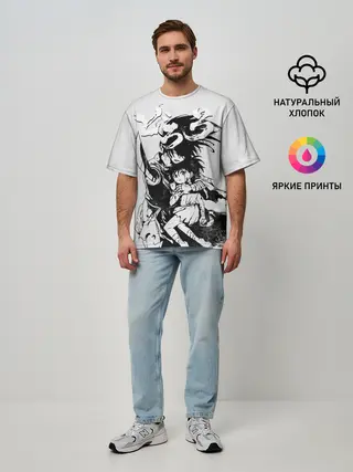 Мужская футболка оверсайз / Хяккимару и Дороро