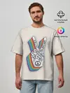 Мужская футболка оверсайз / PEACE and LOVE | МИР и ЛЮБОВЬ