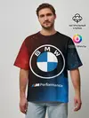 Мужская футболка оверсайз / BMW - Снежный