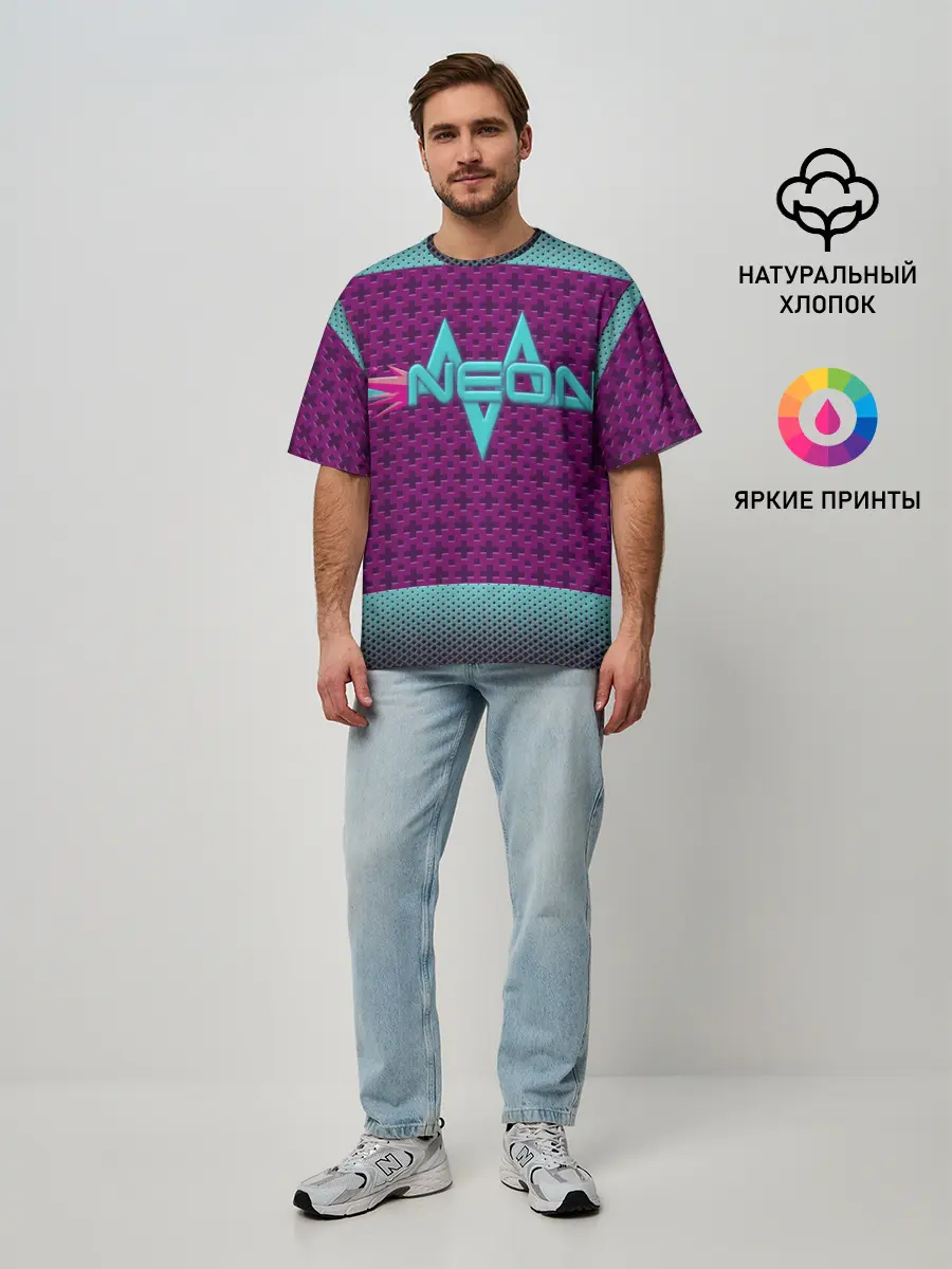 Мужская футболка оверсайз / Неоновый гонщик
