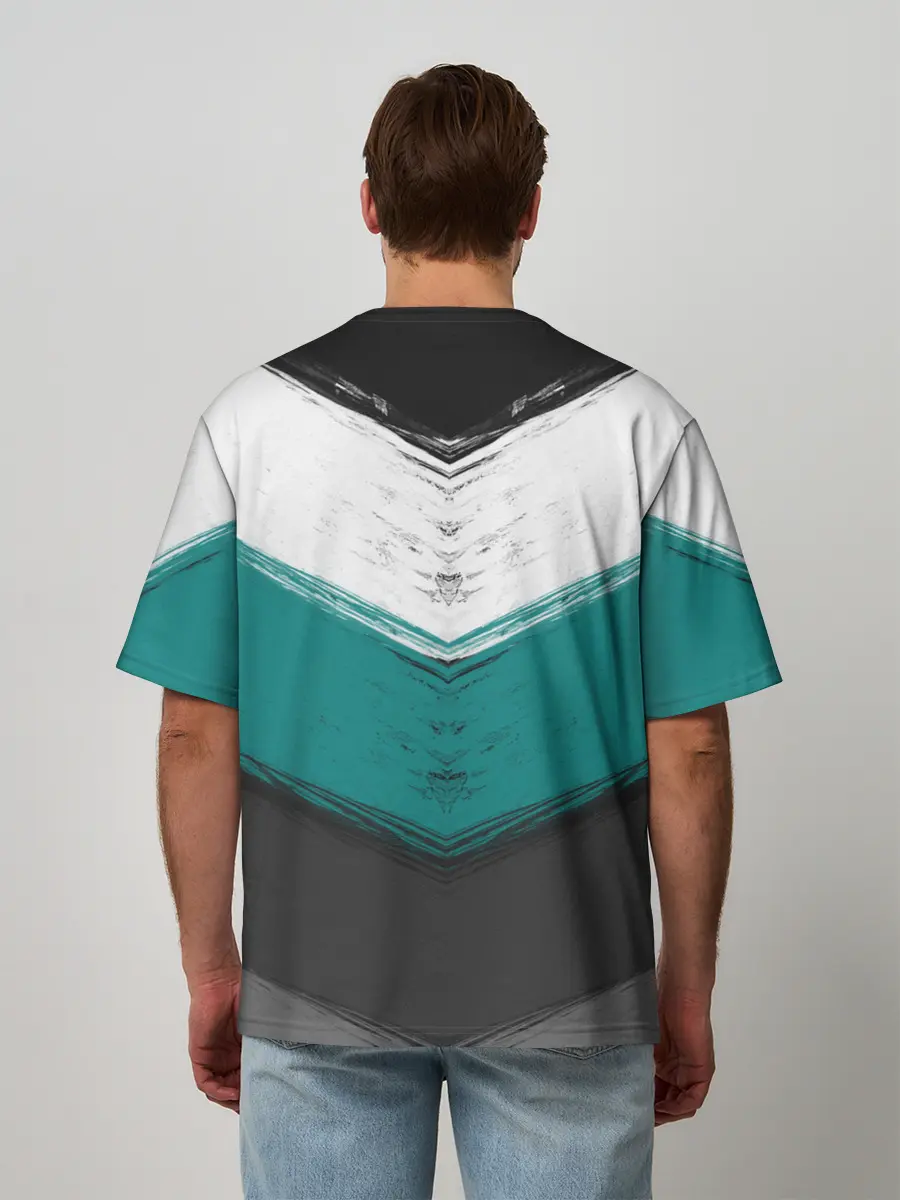 Мужская футболка оверсайз / Полосатый абстрактный принт