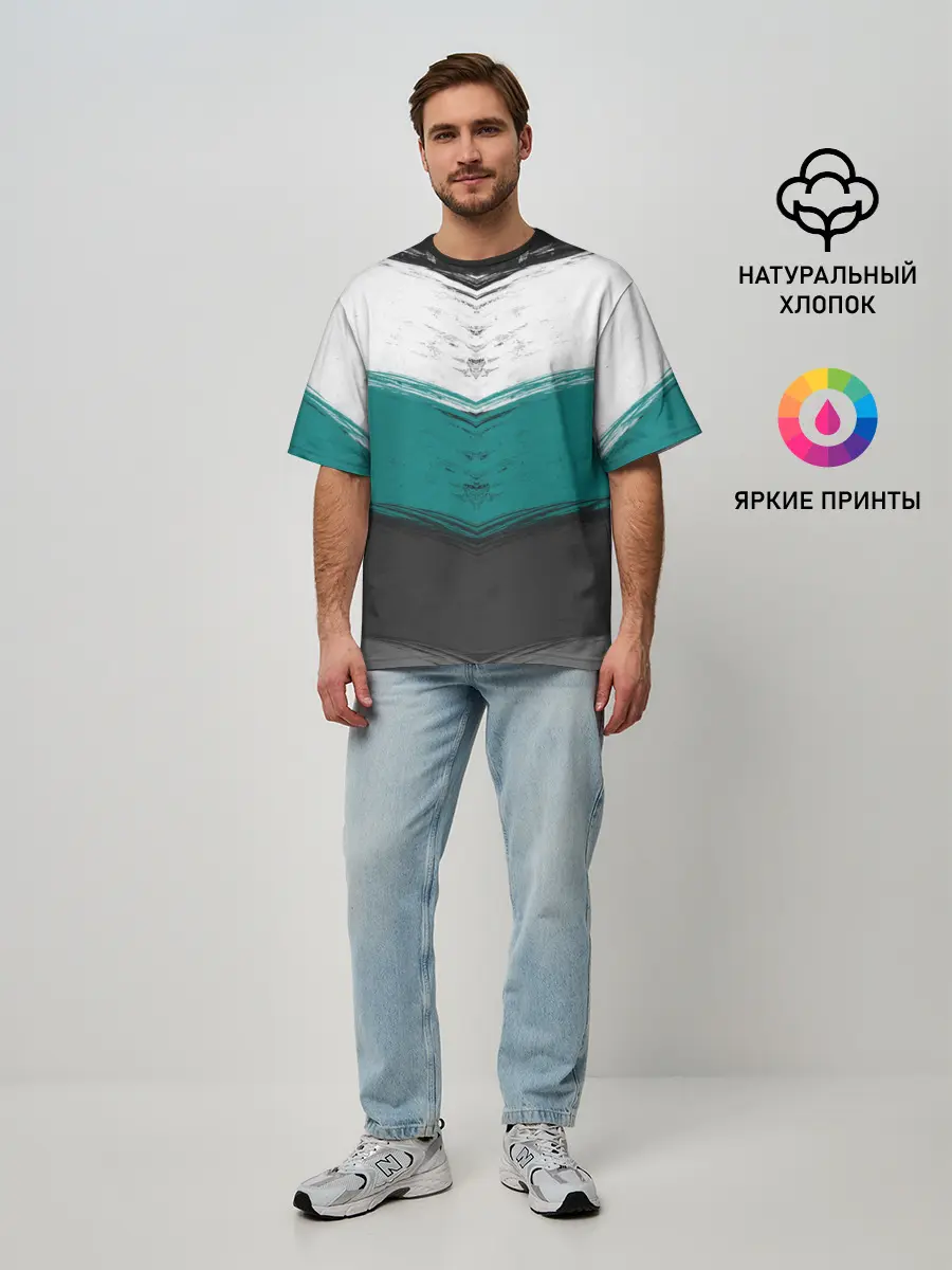 Мужская футболка оверсайз / Полосатый абстрактный принт