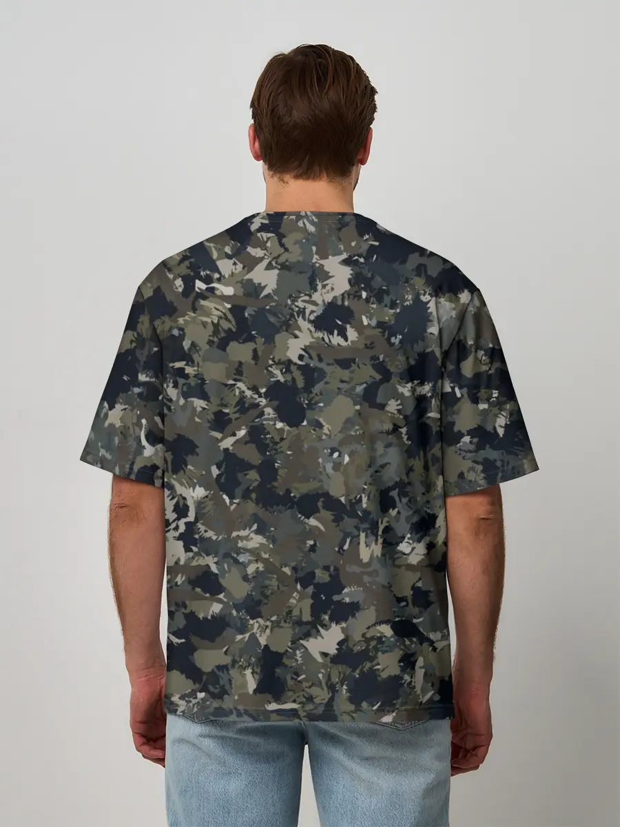 Мужская футболка оверсайз / Камуфляж с кабаном
