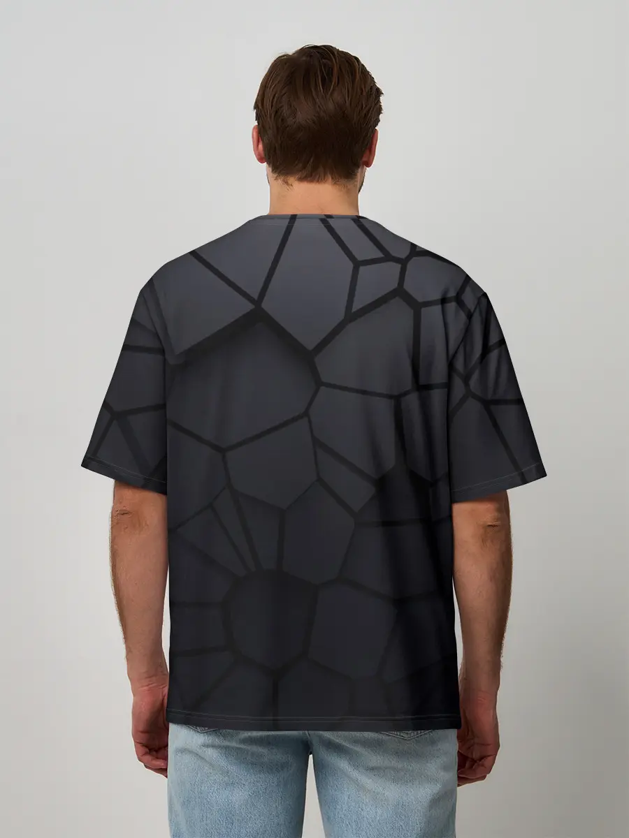 Мужская футболка оверсайз / Карбоновые 3D плиты | 3Д плиты геометрия