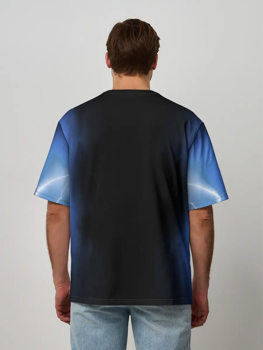 Мужская футболка оверсайз / Грозовой кошак