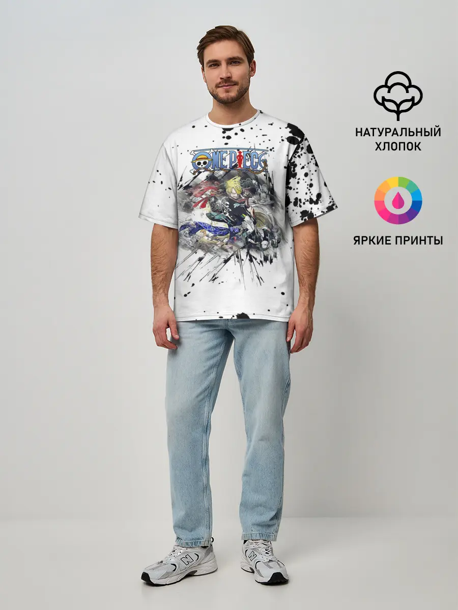 Мужская футболка оверсайз / Винсмок Санджи One Piece