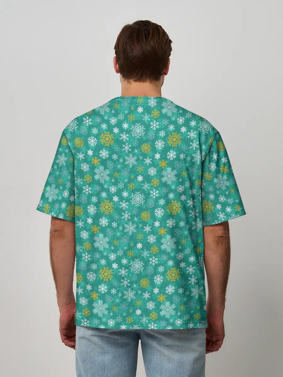 Мужская футболка оверсайз / Снежинки