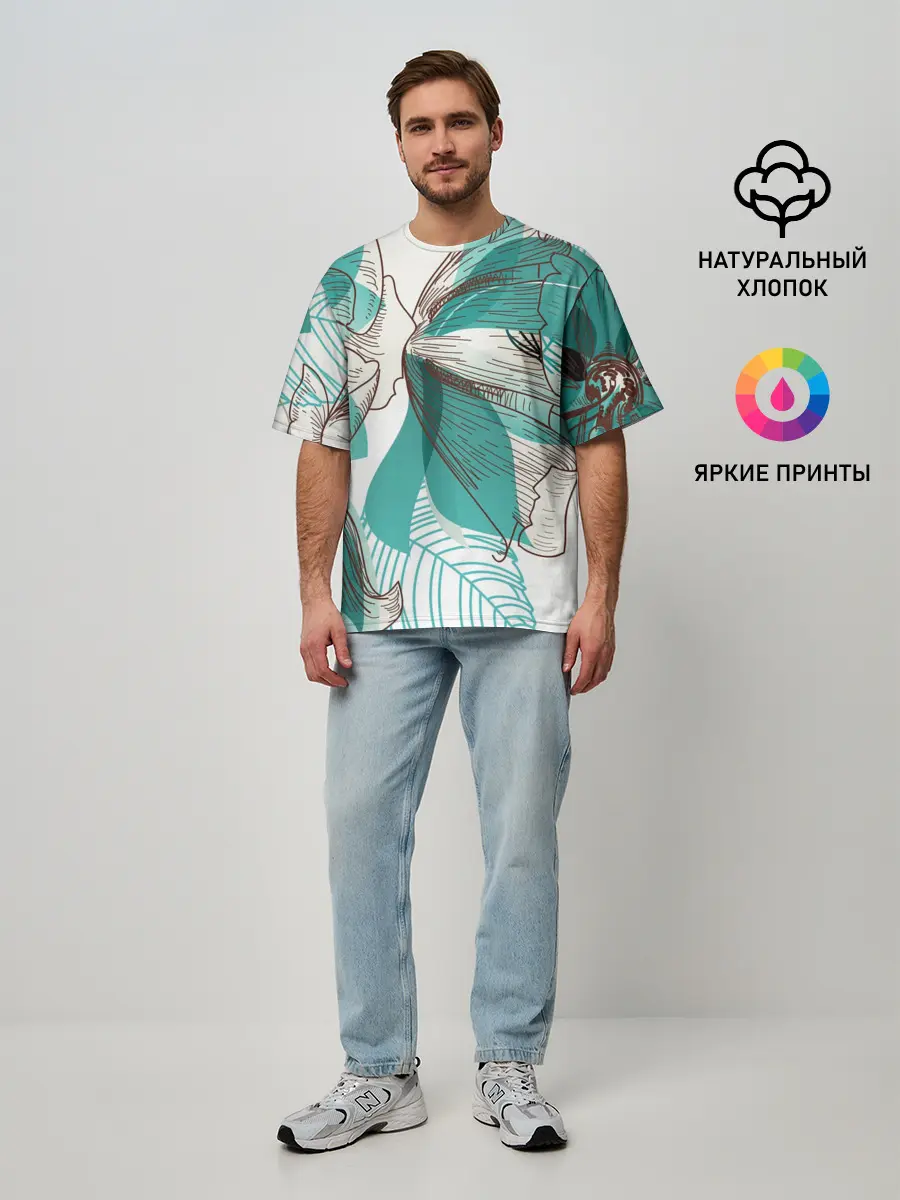 Мужская футболка оверсайз / Цветок