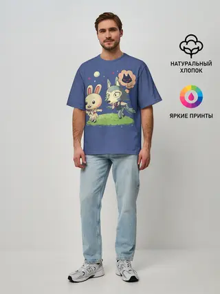 Мужская футболка оверсайз / Зайка и волчек | Beastars