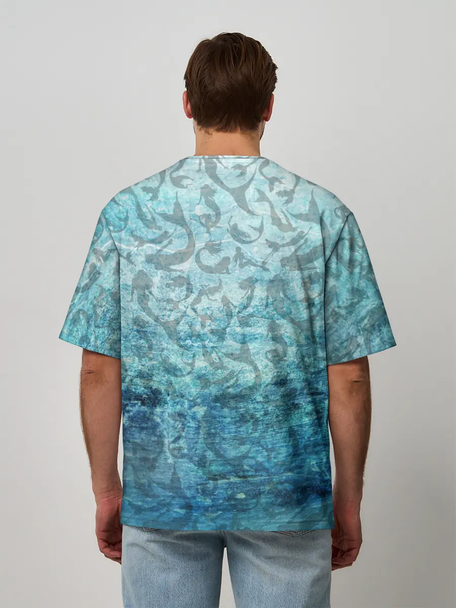 Мужская футболка оверсайз / Русалка | Подводный мир