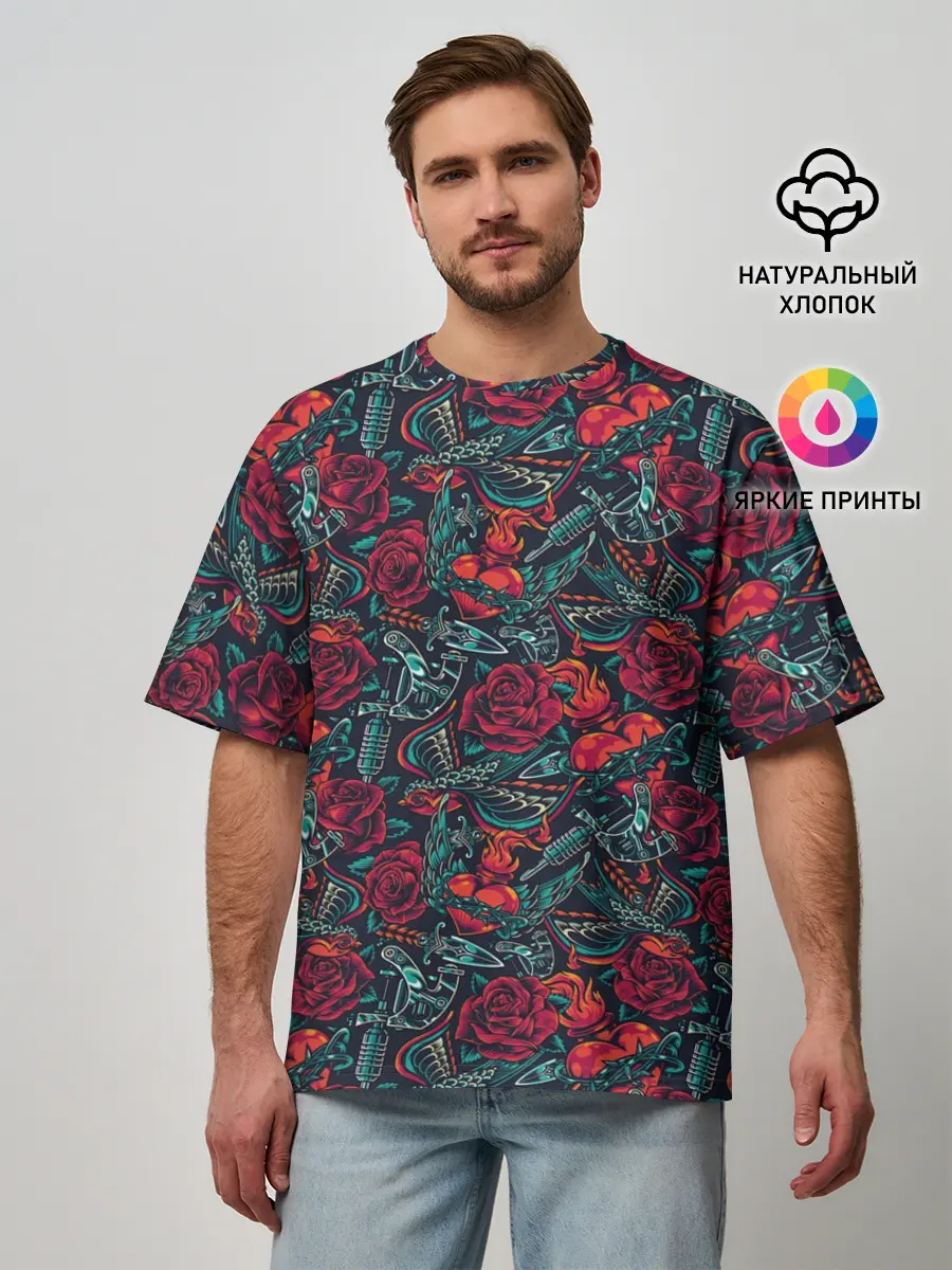 Мужская футболка оверсайз / Тату мастер