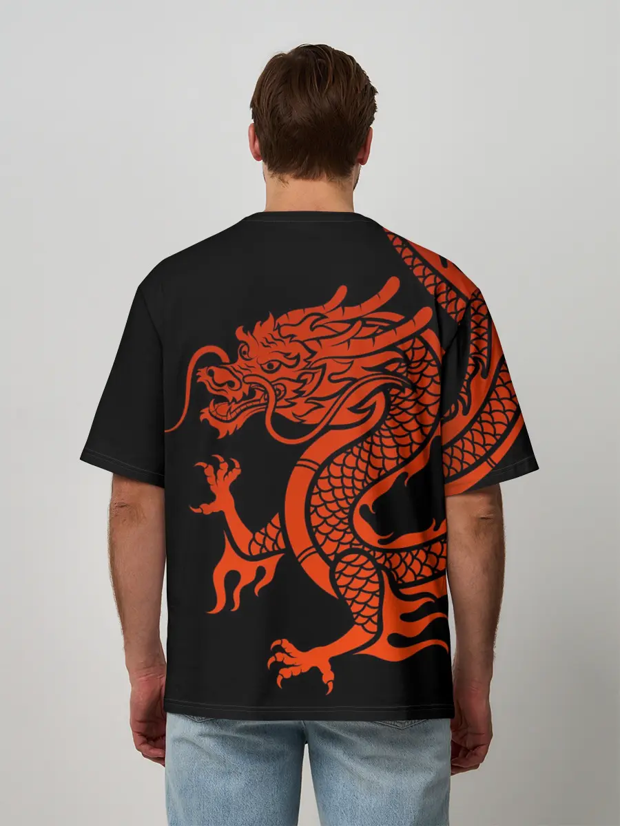 Мужская футболка оверсайз / RED CHINA DRAGON