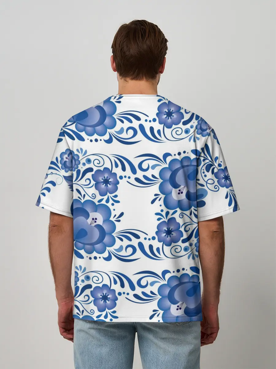 Мужская футболка оверсайз / Гжель