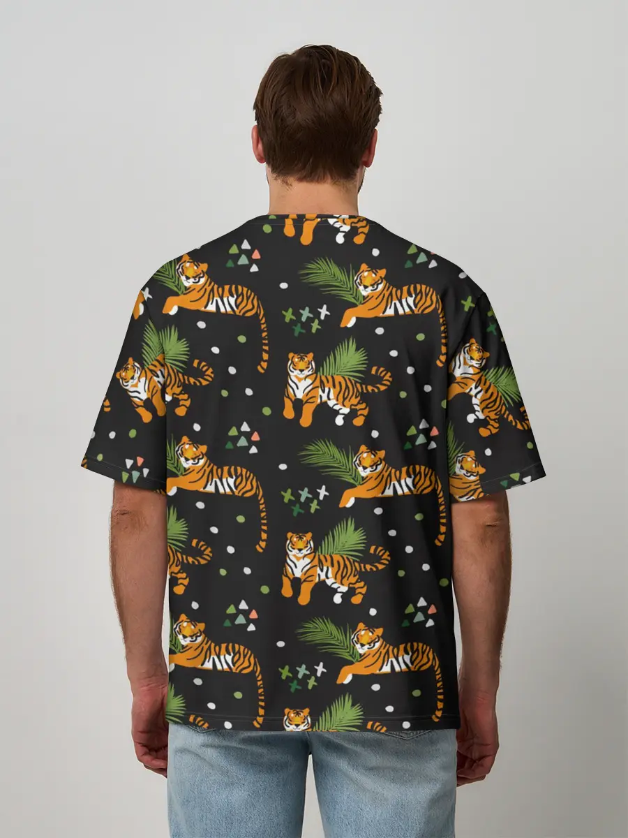 Мужская футболка оверсайз / Tigers | Тигровый Паттерн