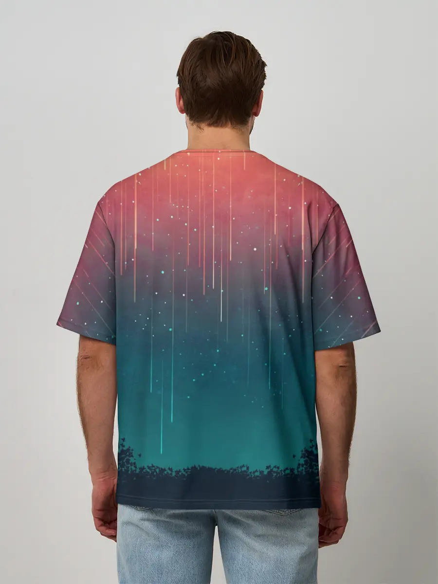 Мужская футболка оверсайз / Космический Дождь
