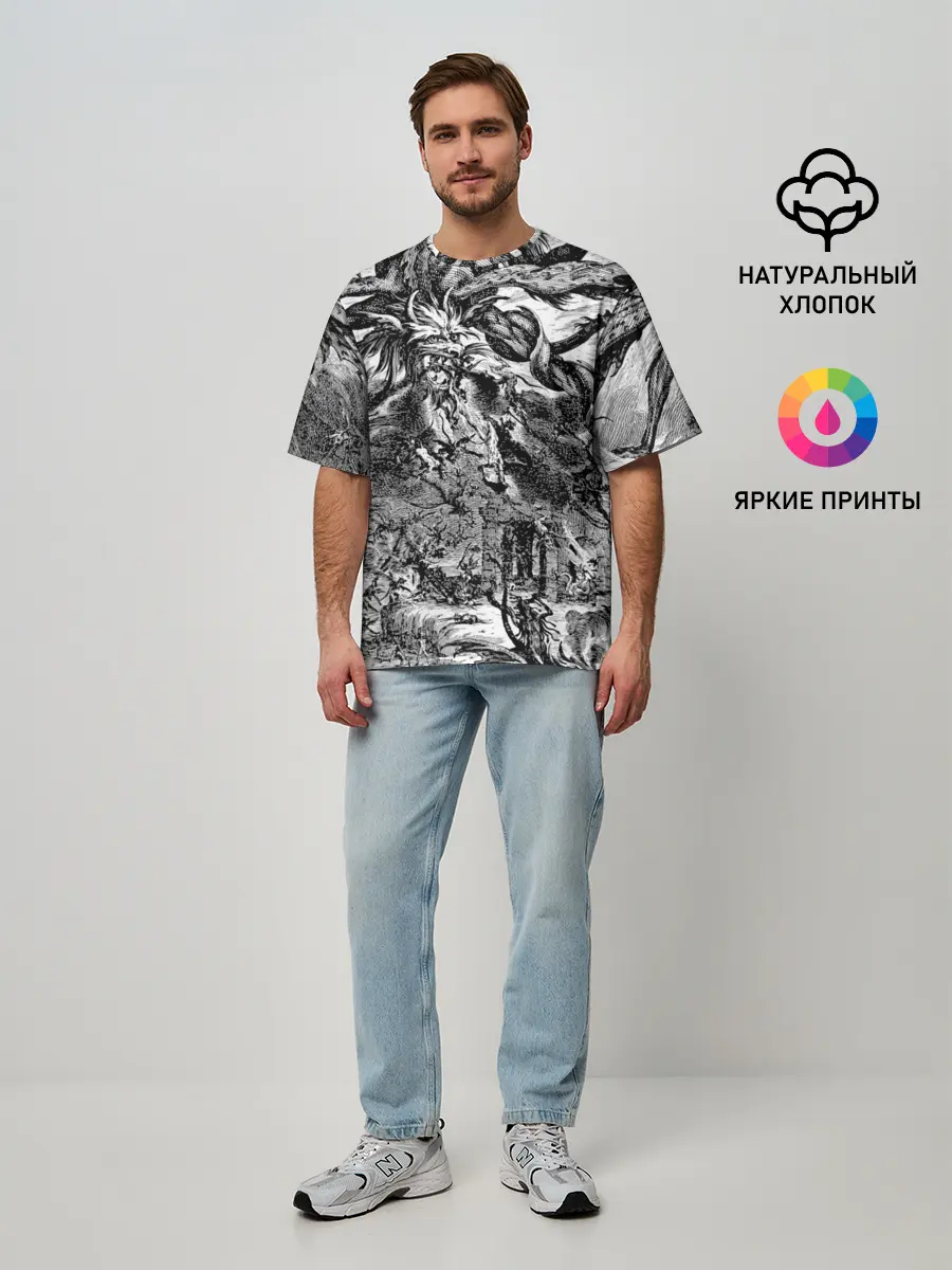 Мужская футболка оверсайз / Демонический хаос