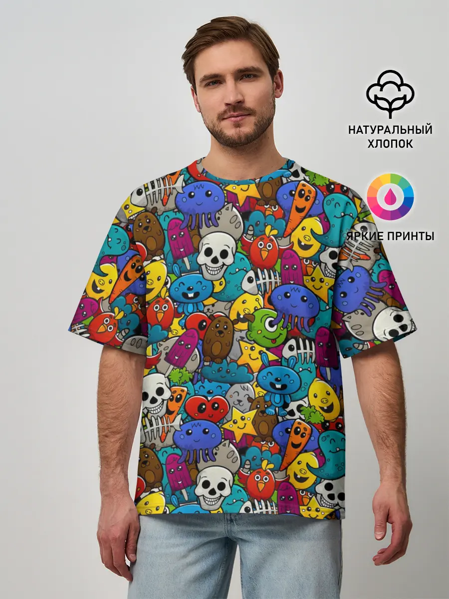 Мужская футболка оверсайз / Граффити