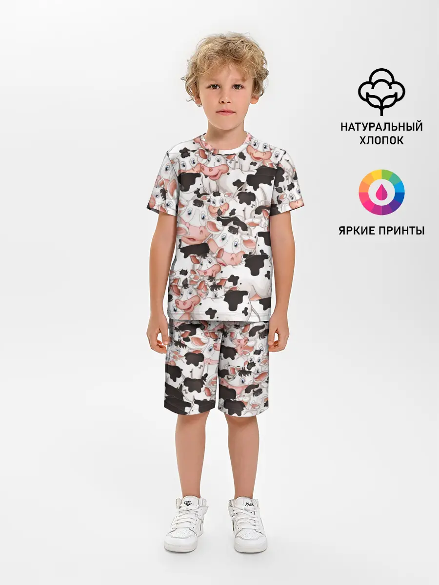 Детская пижама с шортами / Коровы
