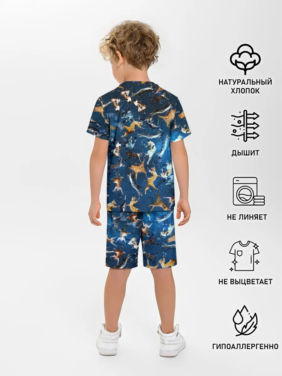 Детская пижама с шортами / Космические коты