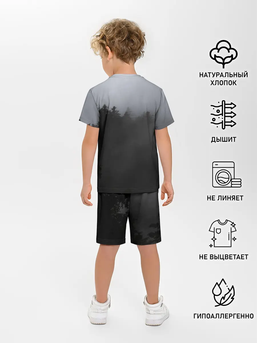 Детская пижама с шортами / Лес в дыму